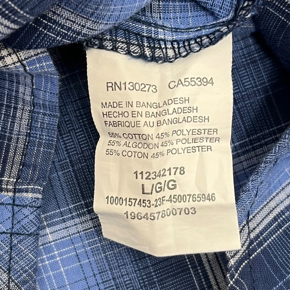 Wrangler Western Shirt Mens Large Blue Preppy Plaid Snap Button Up Long Sleeve - Picture 5 of 9